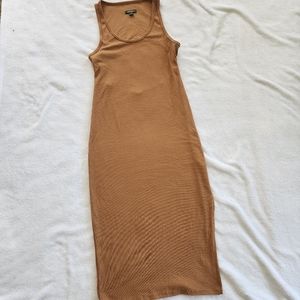 Tan Bodycon Midi Dress Minimalist